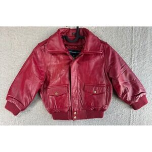 Youth Sz Medium TANNER AVENUE Red Leather Full Zip Jackets Quilted Lining